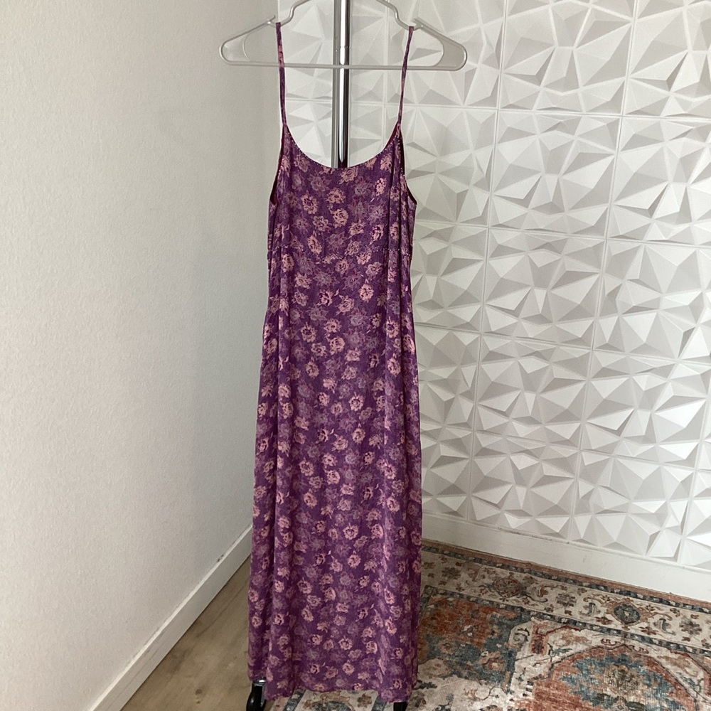 Vintage April Cornell purple floral maxi dress size large
